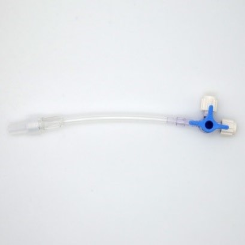 Триходовий кран, синій, з конектором Luer Lock і подовжувальною лінією, 250 мм